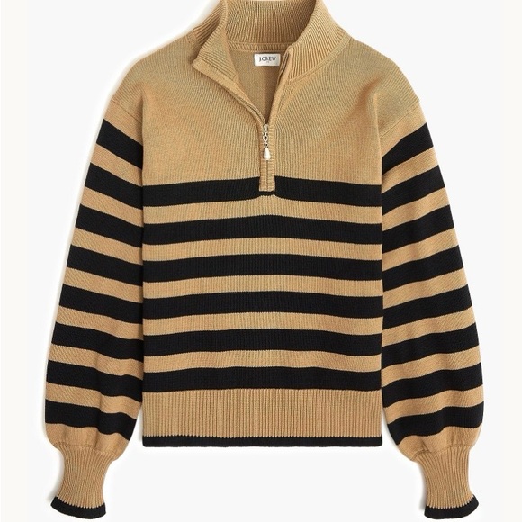 J. Crew Sweaters - J. Crew Striped Half-Zip Sweater Pearl
Zipper Hazel Wood Blk Weekend